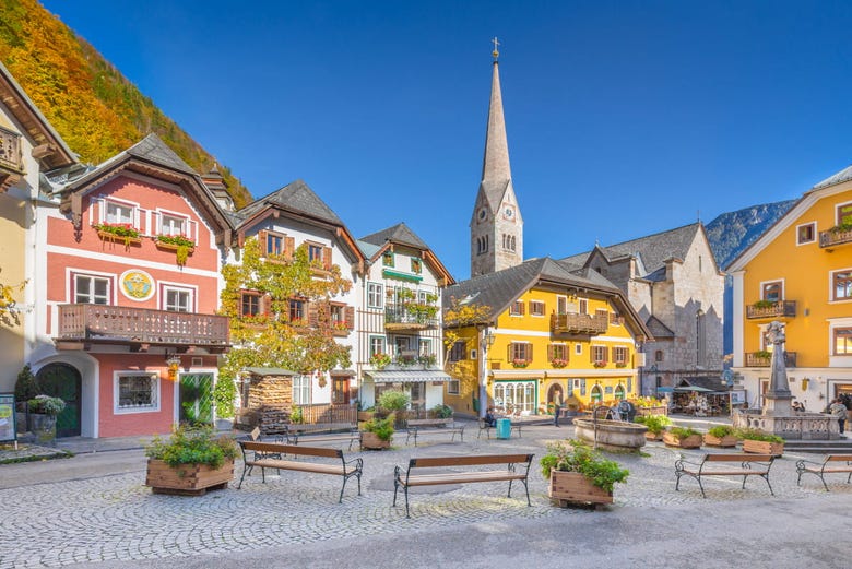 Colourful houses in Hallstatt